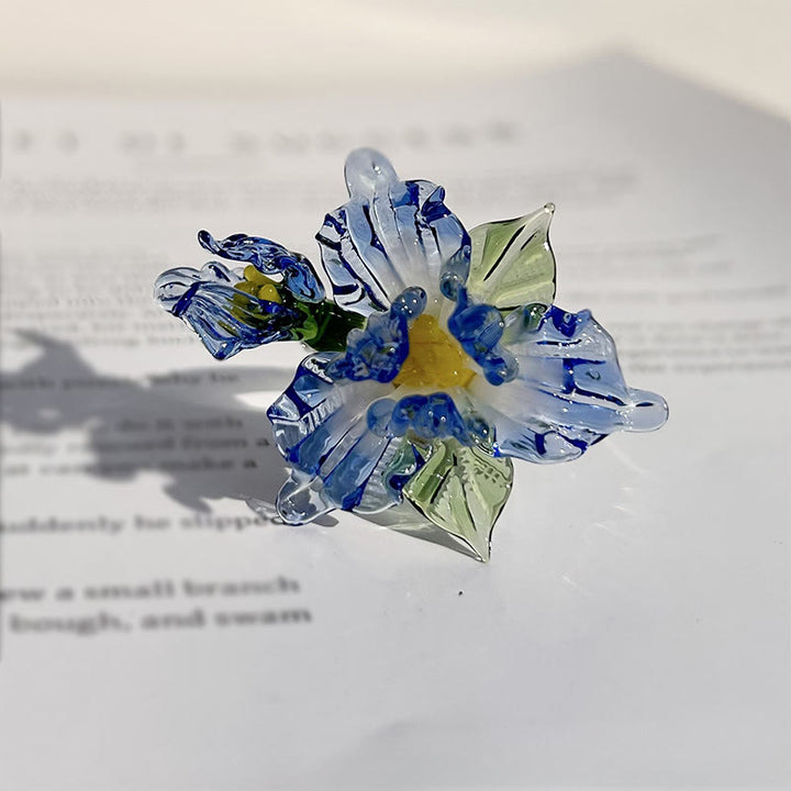 Buddha Stones Pierścień mądrości Liuli Iris Flower - Niebieski (17 mm) (Kolor, kształt i rozmiar mogą się różnić) - image 3