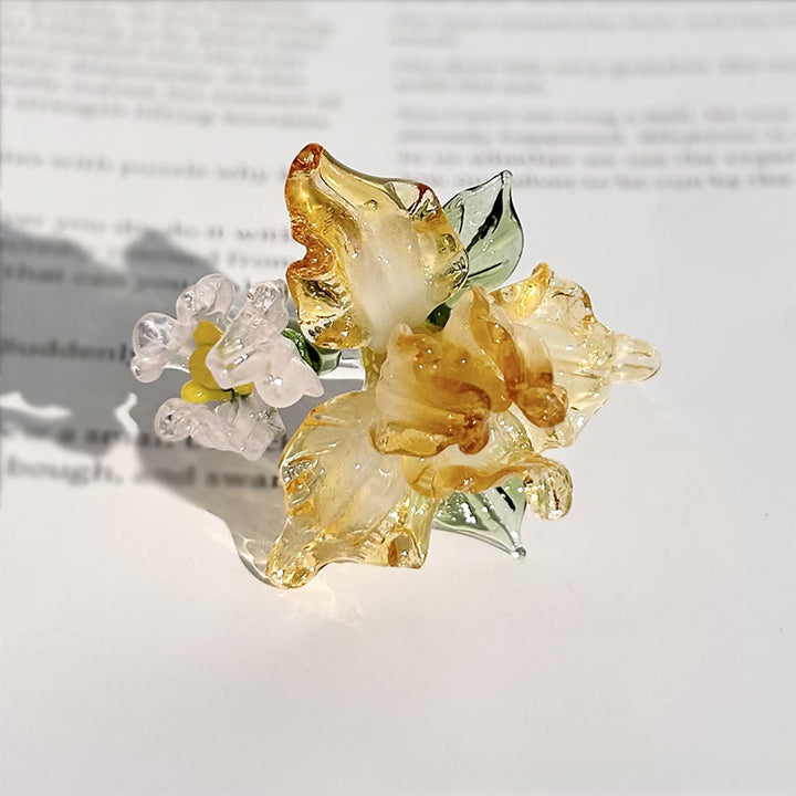 Buddha Stones Pierścień mądrości Liuli Iris Flower - Żółty (17 mm) (kolor, kształt i rozmiar mogą się różnić) - image 4