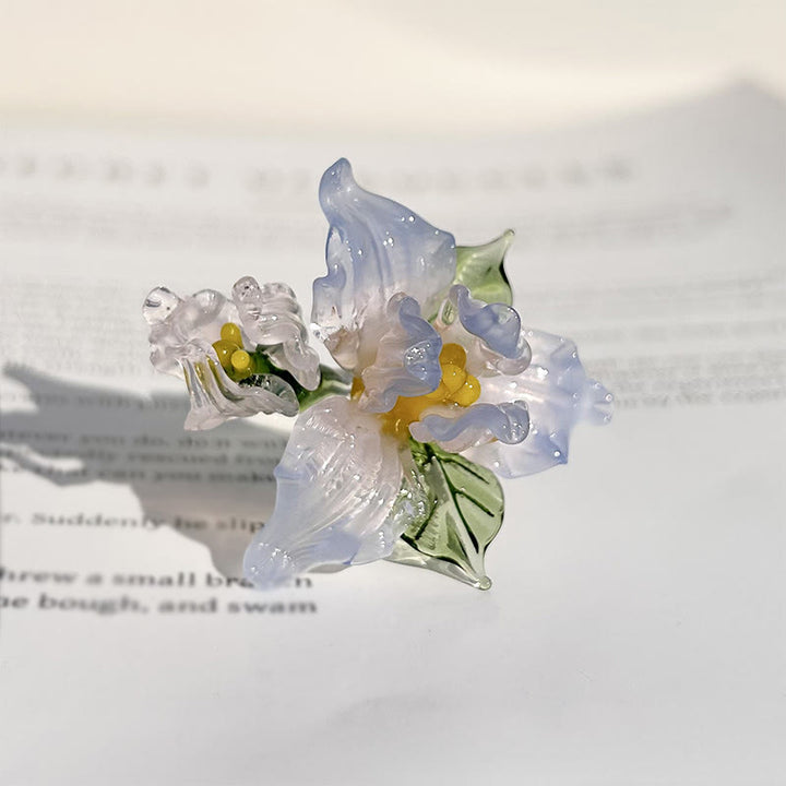 Buddha Stones Pierścień mądrości Liuli Iris Flower - Niebiesko-różowy (17 mm) (kolor, kształt i rozmiar mogą się różnić) - image 6
