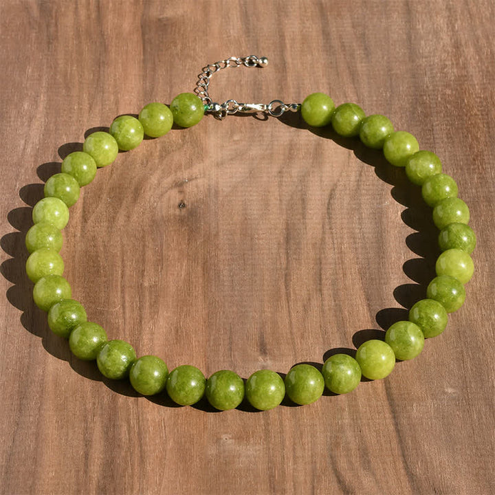 Buddha Stones Naszyjnik leczniczy z koralikami z naturalnego kryształu akwamarynu i turmalinu o średnicy 12 mm - Naturalny perydot (kolor może się różnić) - image 11