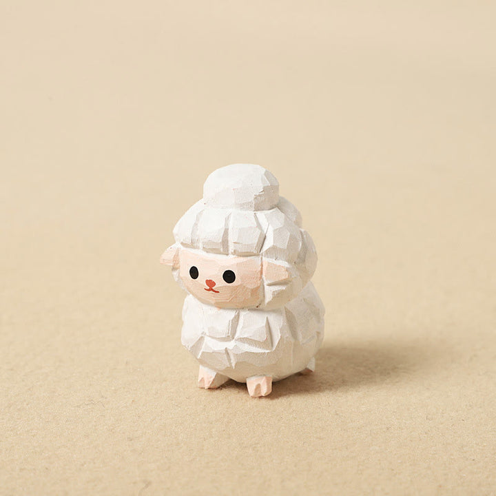 Buddha Stones Miniaturowy chiński znak zodiaku z drewna lipowego, grawerowany, pozytywna dekoracja do domu, 4 cm - Koza 4 cm (kolor, kształt i rozmiar mogą się różnić) - image 12