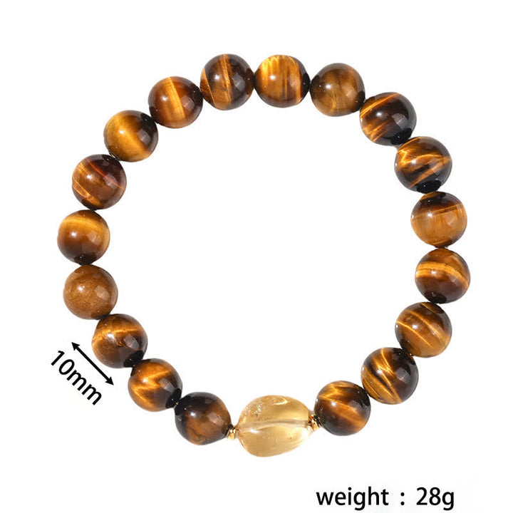 Buddha Stones Bransoletka Courage z naturalnych koralików tygrysiego oka z cytrynu o średnicy 10 mm - image 4
