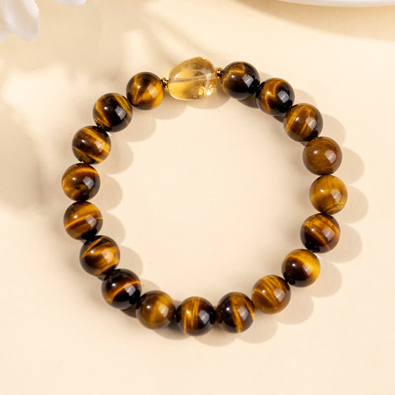 Buddha Stones Bransoletka Courage z naturalnych koralików tygrysiego oka z cytrynu o średnicy 10 mm - image 3
