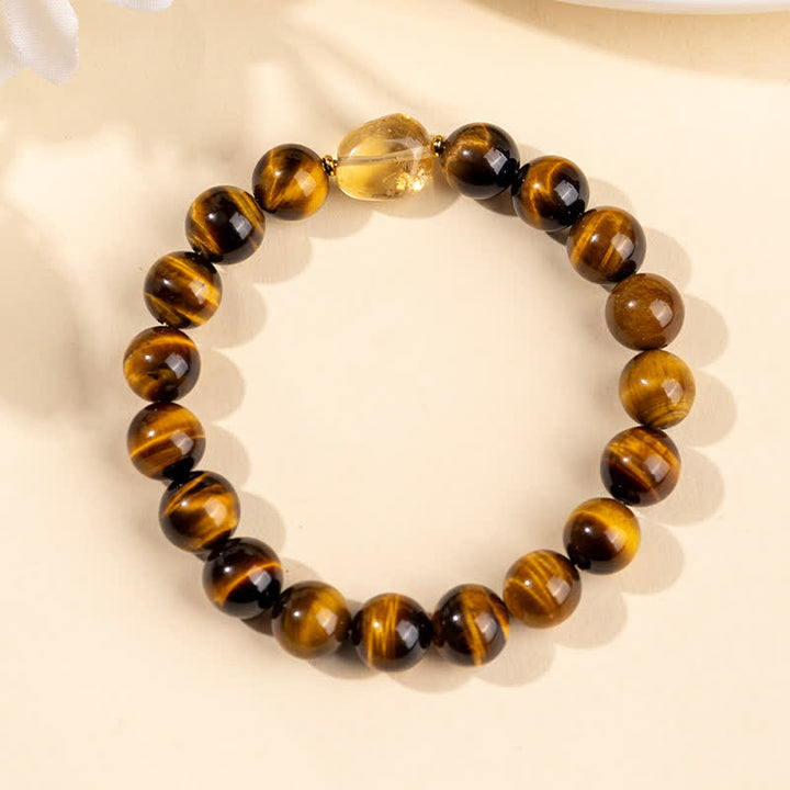 Buddha Stones Bransoletka Courage z naturalnych koralików tygrysiego oka z cytrynu o średnicy 10 mm - image 3