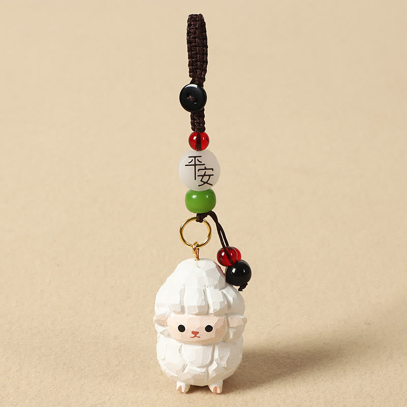 Buddha Stones Chiński breloczek z grawerunkiem z drewna lipowego i kwiatem śliwy, spokojem i bezpieczeństwem , Om Mani Padme Hum - Koza 4 cm (kolor, kształt i rozmiar mogą się różnić) - Pokój i bezpieczeństwo - image 28