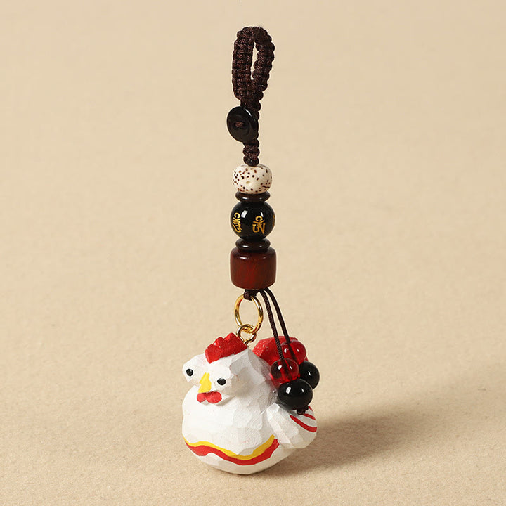 Buddha Stones Chiński breloczek z grawerunkiem z drewna lipowego i kwiatem śliwy, spokojem i bezpieczeństwem , Om Mani Padme Hum - Kogut 4 cm (kolor, kształt i rozmiar mogą się różnić) - Om Mani Padme Hum - image 32