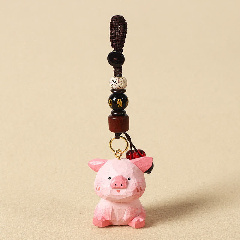 Buddha Stones Chiński breloczek z grawerunkiem z drewna lipowego i kwiatem śliwy, spokojem i bezpieczeństwem , Om Mani Padme Hum - Świnka 4 cm (kolor, kształt i rozmiar mogą się różnić) - Om Mani Padme Hum - image 38