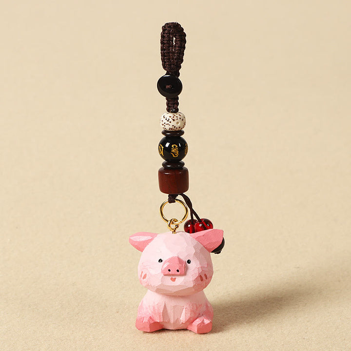 Buddha Stones Chiński breloczek z grawerunkiem z drewna lipowego i kwiatem śliwy, spokojem i bezpieczeństwem , Om Mani Padme Hum - Świnka 4 cm (kolor, kształt i rozmiar mogą się różnić) - Om Mani Padme Hum - image 38