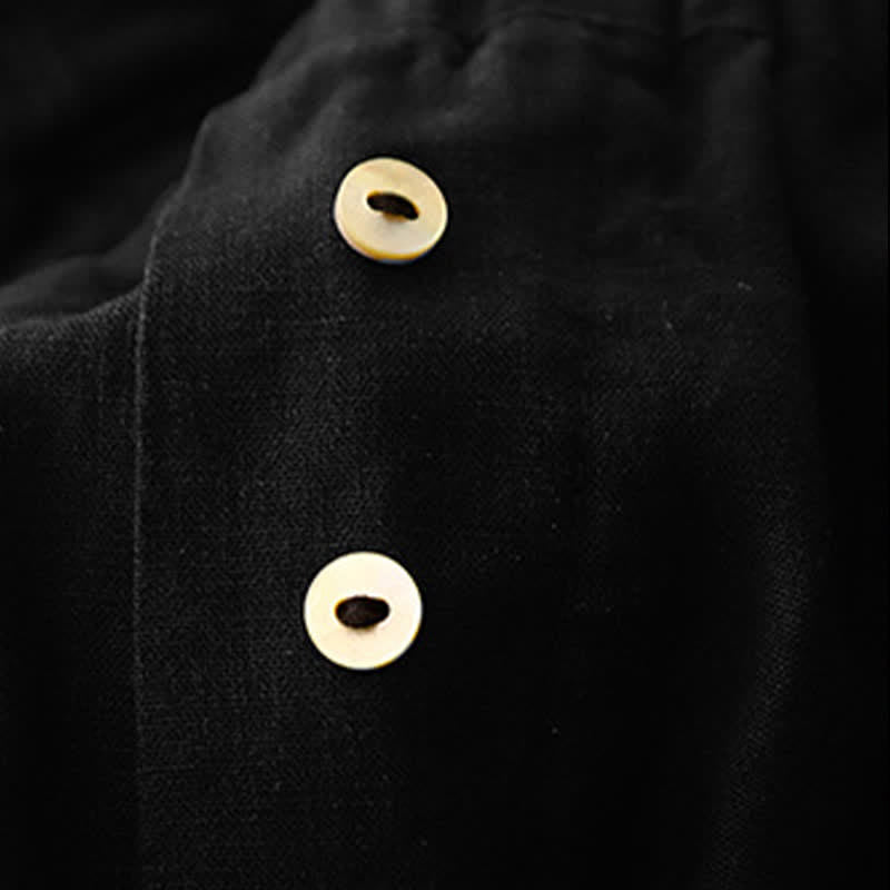 Buddha Stones Letnie, minimalistyczne, zapinane na guziki, z elastyczną talią, solidne, damskie szorty z kieszeniami - image 11