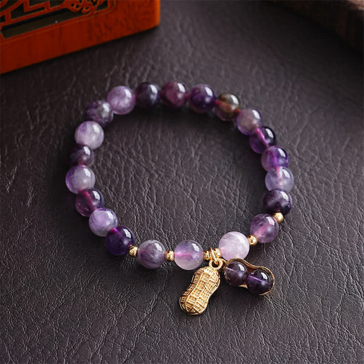 Buddha Stones Naturalna bransoletka z orzeszków ziemnych z ametystem, która działa leczniczo i przynosi dobre rzeczy - image 2