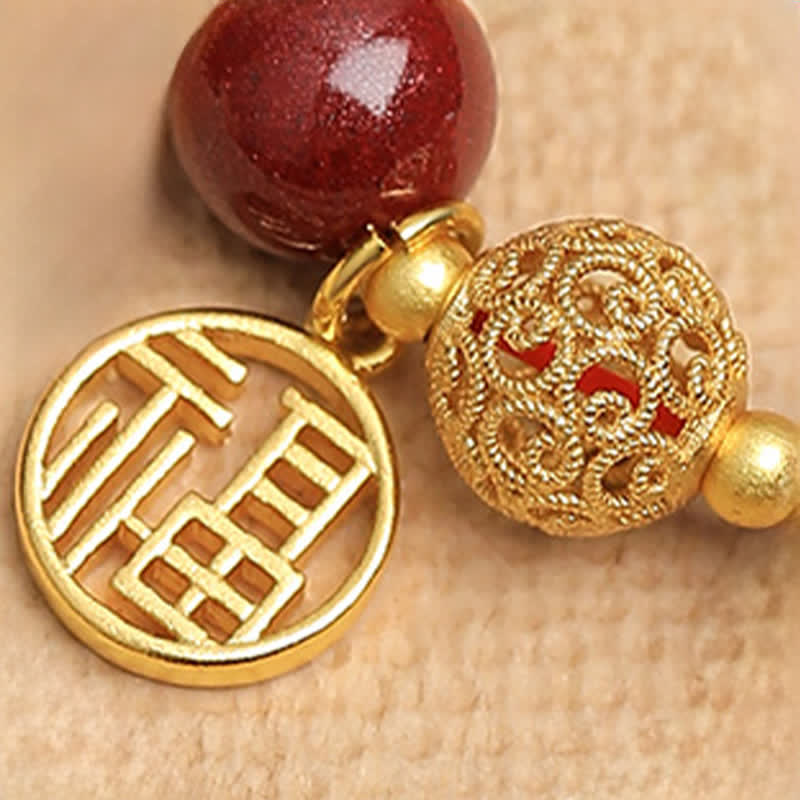 Buddha Stones Naturalna bransoletka z orzeszkami ziemnymi w kształcie cynobru Fu, z napisem „Dobre rzeczy się zdarzają” - image 8