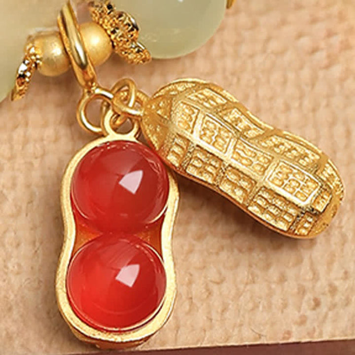 Buddha Stones Naturalna bransoletka z orzeszkami ziemnymi w kształcie cynobru Fu, z napisem „Dobre rzeczy się zdarzają” - image 9