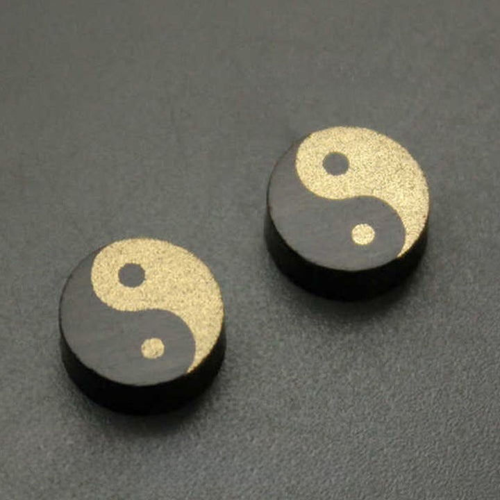 Buddha Stones Kolczyki z drewna hebanowego z motywem równowagi Yin Yang - image 10