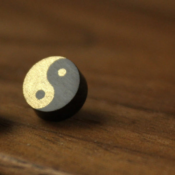 Buddha Stones Kolczyki z drewna hebanowego z motywem równowagi Yin Yang - image 11