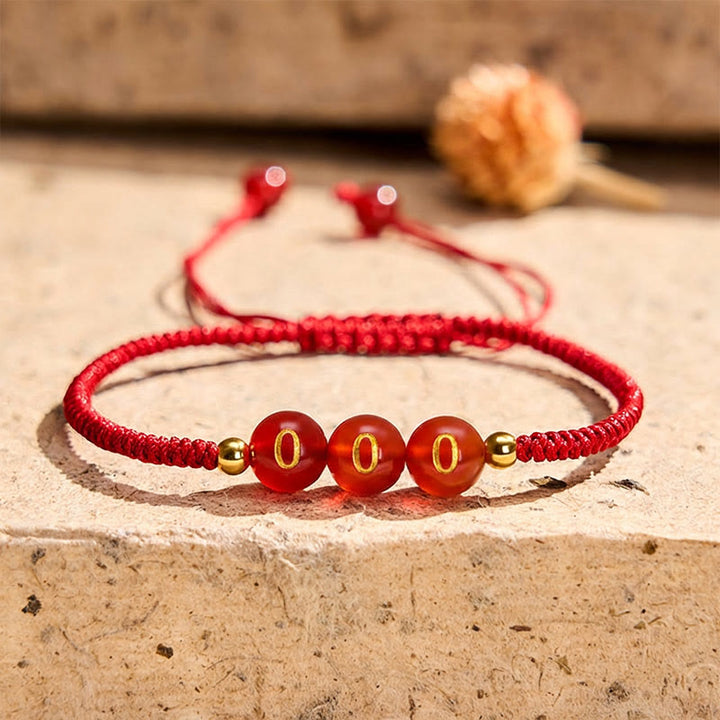 Buddha Stones Bransoletka z regulowanym splotem i koralikami z czerwonego agatu, z numerem anioła i czerwonym sznurkiem - 000 Numer Anioła - Czerwony sznurek (obwód nadgarstka 15-22 cm) - image 8