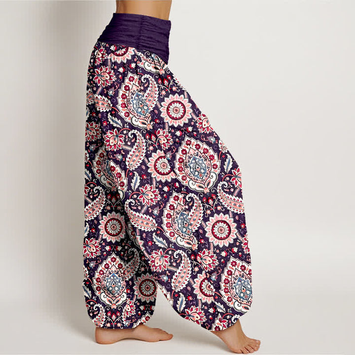 Buddha Stones Bawełniane spodnie damskie typu harem z elastycznym pasem i wzorem mandali w stylu paisley w stylu boho - image 7