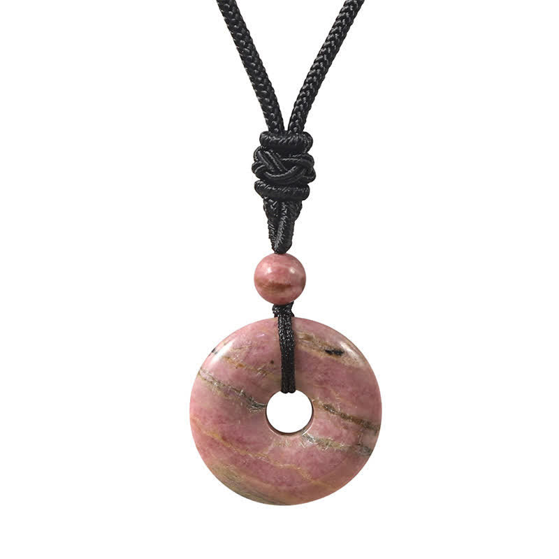 Buddha Stones Naszyjnik Fortune z klamrą Peace Buckle z naturalnego rodonitu i szarego agatu - Naturalny rodonit (kolor może się różnić) - image 1