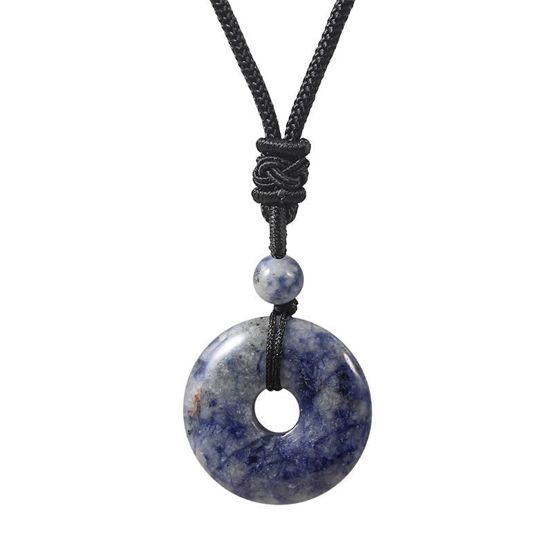 Buddha Stones Naszyjnik Fortune z klamrą Peace Buckle z naturalnego rodonitu i szarego agatu - Naturalny jaspis o niebieskich plamkach (kolor może się różnić) - image 9