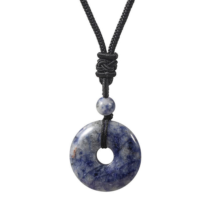 Buddha Stones Naszyjnik Fortune z klamrą Peace Buckle z naturalnego rodonitu i szarego agatu - Naturalny jaspis o niebieskich plamkach (kolor może się różnić) - image 9