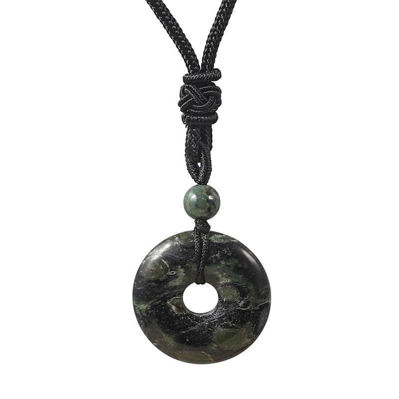 Buddha Stones Naszyjnik Fortune z klamrą Peace Buckle z naturalnego rodonitu i szarego agatu - Naturalne zielone tygrysie oko (kolor może się różnić) - image 13