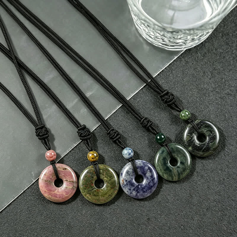 Buddha Stones Naszyjnik Fortune z klamrą Peace Buckle z naturalnego rodonitu i szarego agatu - image 15