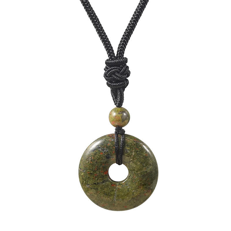 Buddha Stones Naszyjnik Fortune z klamrą Peace Buckle z naturalnego rodonitu i szarego agatu - Naturalny unakit (kolor może się różnić) - image 7