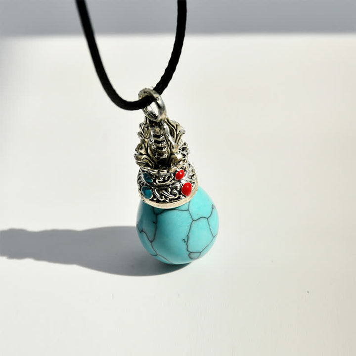Buddha Stones Naturalny turkusowy naszyjnik z tygrysim okiem i sznurem mądrości - image 2