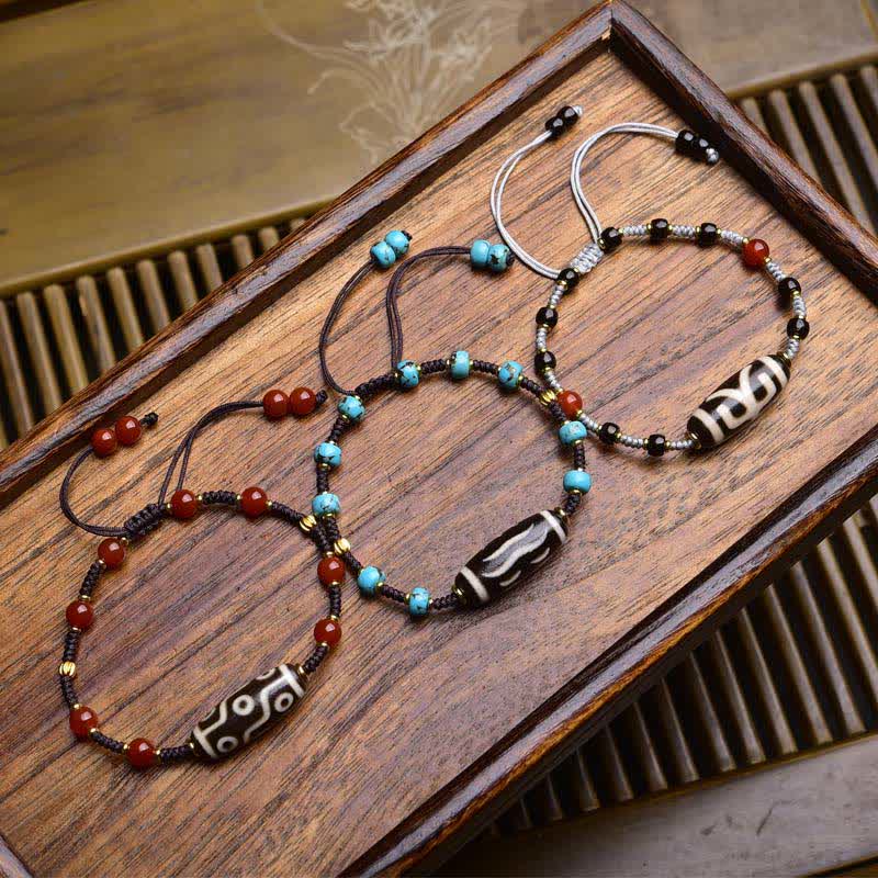 Buddha Stones Bransoletka ochronna z plecionej liny z agatu południowego Dzi Beads South Red - image 0