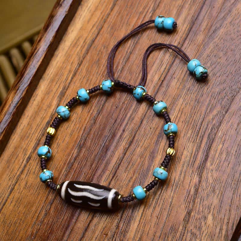 Buddha Stones Bransoletka ochronna z plecionej liny z agatu południowego Dzi Beads South Red - Koralik kokosowy (obwód nadgarstka: 17-23 cm) - image 6