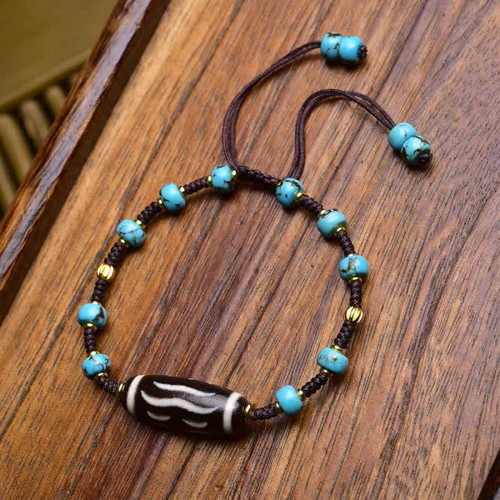 Buddha Stones Bransoletka ochronna z plecionej liny z agatu południowego Dzi Beads South Red - Koralik kokosowy (obwód nadgarstka: 17-23 cm) - image 6