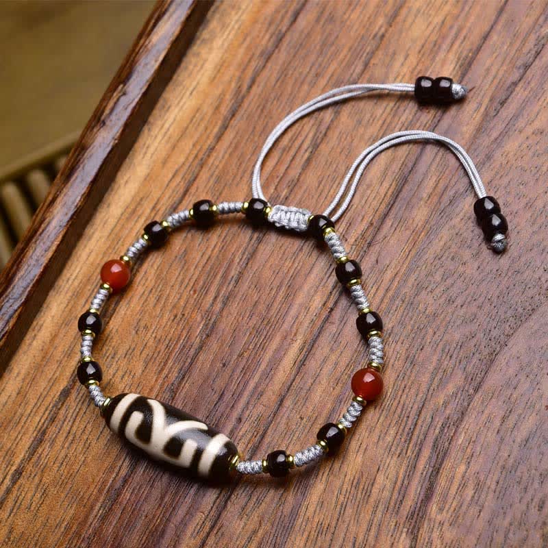 Buddha Stones Bransoletka ochronna z plecionej liny z agatu południowego Dzi Beads South Red - Turkusowy (obwód nadgarstka: 17-23 cm) - image 5