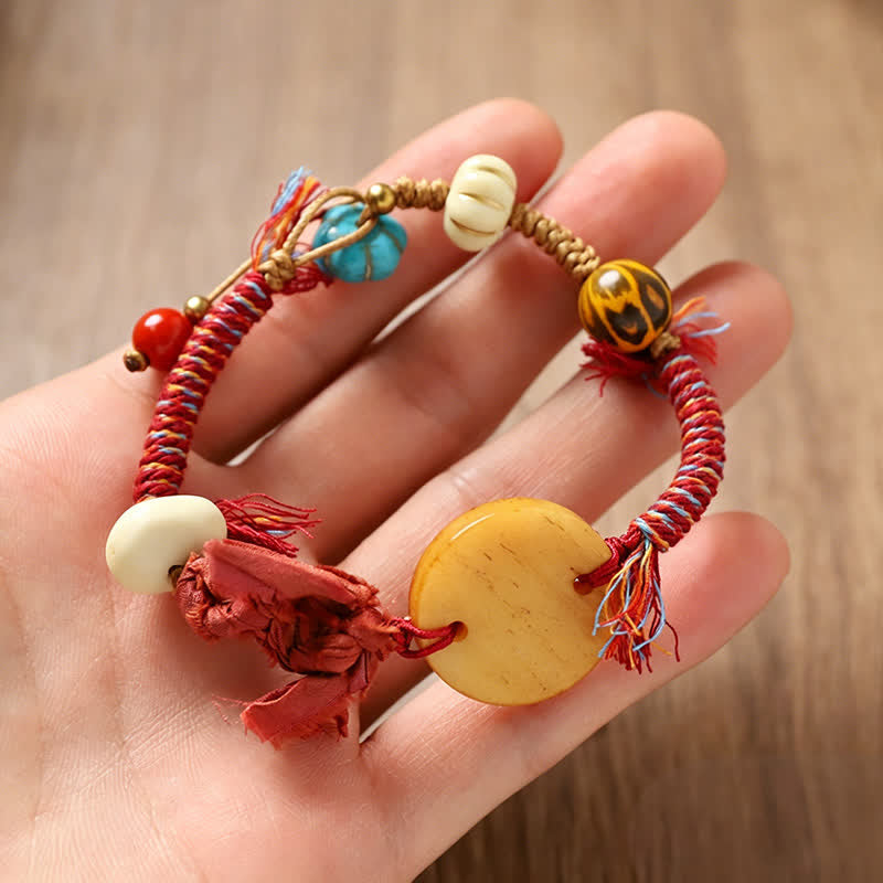 Buddha Stones Bransoletka pokoju z plecionej liny z motywem Bone Fu - image 1