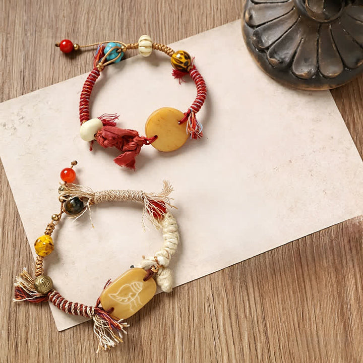 Buddha Stones Bransoletka pokoju z plecionej liny z motywem Bone Fu - image 8