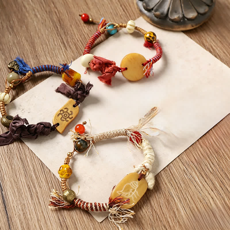 Buddha Stones Bransoletka pokoju z plecionej liny z motywem Bone Fu - image 9
