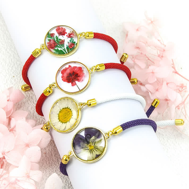 Buddha Stones Bransoletka z plecionej liny z żywicy, ręcznie robiona, z motywem kwiatów narodzin - image 15