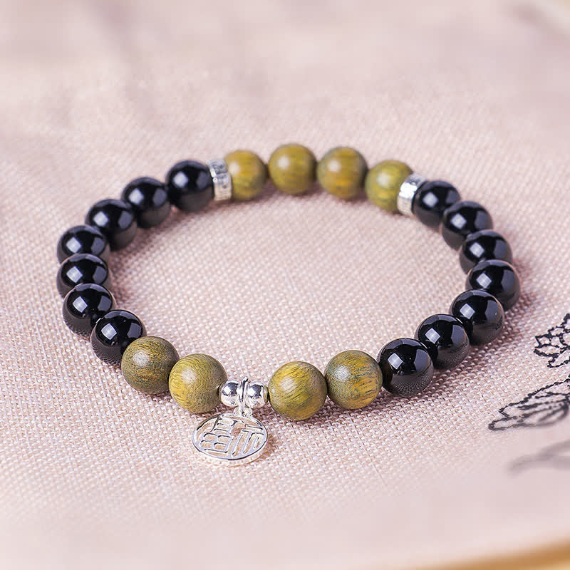 Buddha Stones Bransoletka z koralików szczęścia z czarnego onyksu Fu - image 17