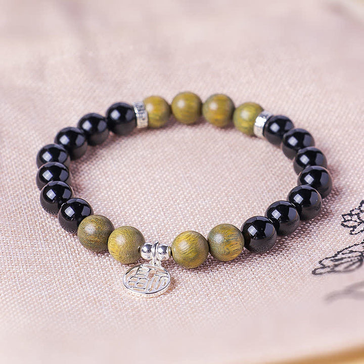Buddha Stones Bransoletka z koralików szczęścia z czarnego onyksu Fu - image 17