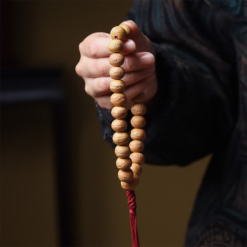 Buddha Stones Tybetańska grawerowana mala na nadgarstek z frędzlami i okiem feniksa - image 3