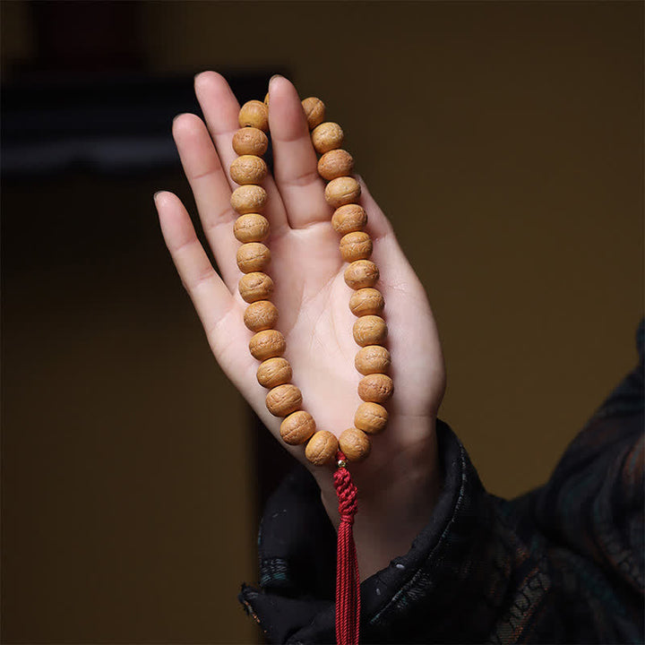 Buddha Stones Tybetańska grawerowana mala na nadgarstek z frędzlami i okiem feniksa - image 4