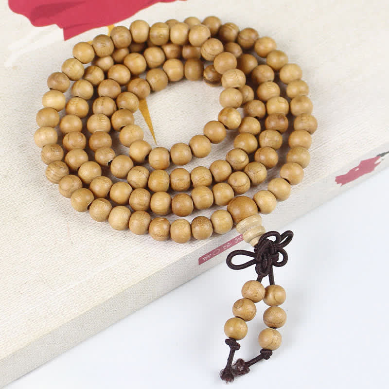 Buddha Stones Peach Wood Wealth, ręcznie polerowana, wiązana Mala z 108 koralikami - 6 mm - Normalna - Drewno brzoskwiniowe (ochrona♥oczyszczanie) - image 0