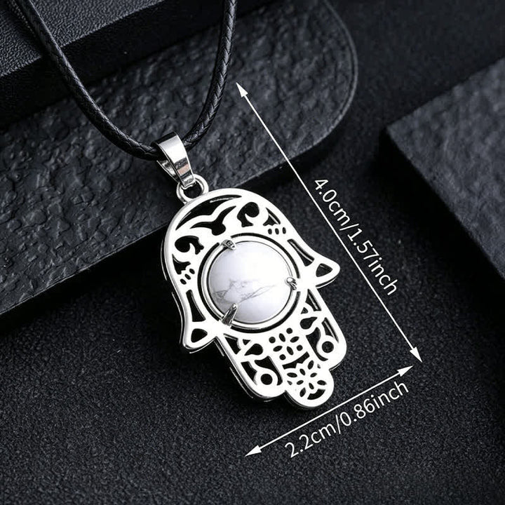 Buddha Stones Naszyjnik z kryształu z naturalnego czarnego obsydianu i palmy Hamsa - image 24