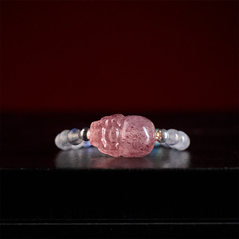 Buddha Stones 3 mm Mini koraliki z naturalnego kamienia księżycowego, turmalinu, granatu i perły, kwarcu truskawkowego, elastyczny pierścień leczniczy PiXiu - image 11