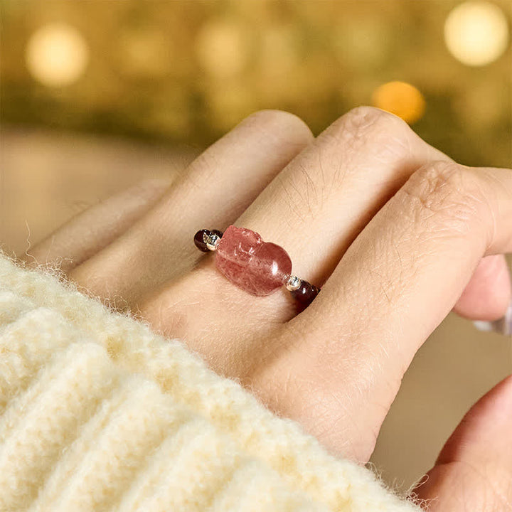 Buddha Stones 3 mm Mini koraliki z naturalnego kamienia księżycowego, turmalinu, granatu i perły, kwarcu truskawkowego, elastyczny pierścień leczniczy PiXiu - image 4