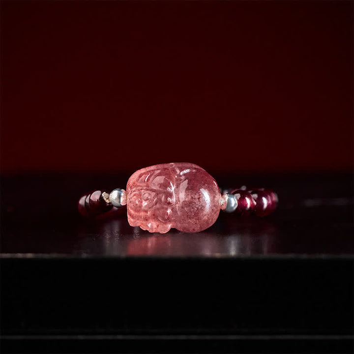 Buddha Stones 3 mm Mini koraliki z naturalnego kamienia księżycowego, turmalinu, granatu i perły, kwarcu truskawkowego, elastyczny pierścień leczniczy PiXiu - image 3