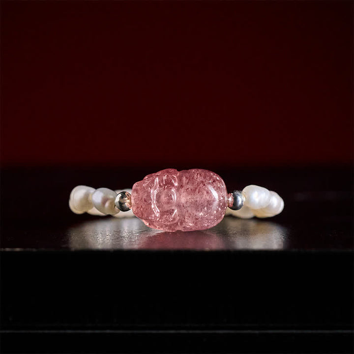 Buddha Stones 3 mm Mini koraliki z naturalnego kamienia księżycowego, turmalinu, granatu i perły, kwarcu truskawkowego, elastyczny pierścień leczniczy PiXiu - image 23