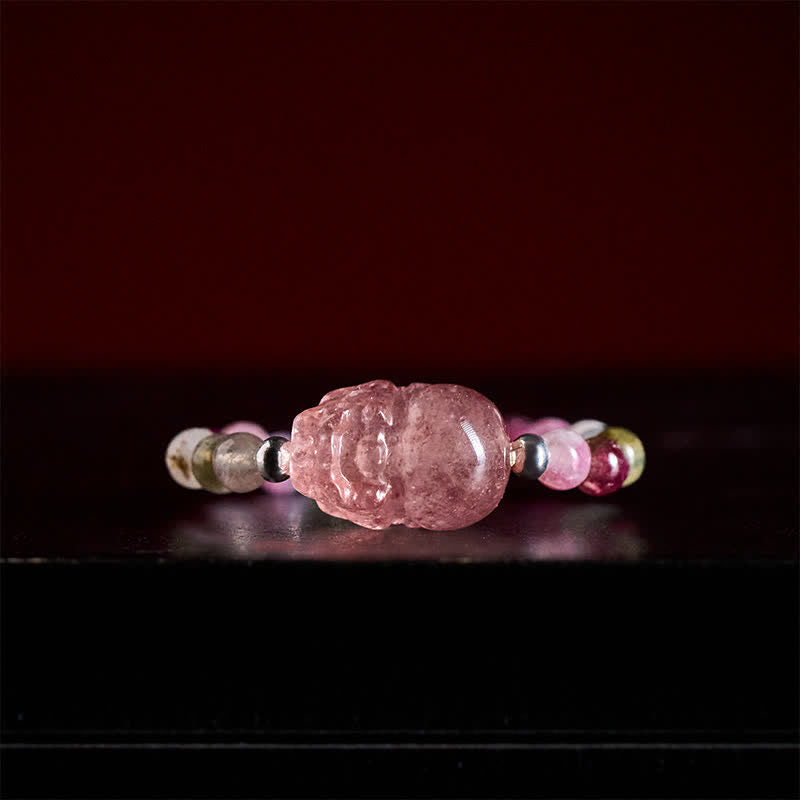 Buddha Stones 3 mm Mini koraliki z naturalnego kamienia księżycowego, turmalinu, granatu i perły, kwarcu truskawkowego, elastyczny pierścień leczniczy PiXiu - image 18