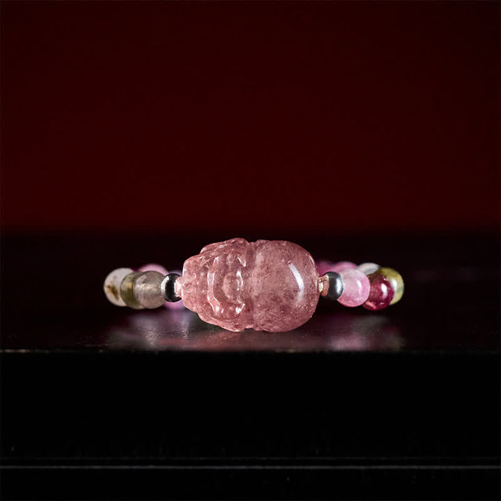 Buddha Stones 3 mm Mini koraliki z naturalnego kamienia księżycowego, turmalinu, granatu i perły, kwarcu truskawkowego, elastyczny pierścień leczniczy PiXiu - image 18