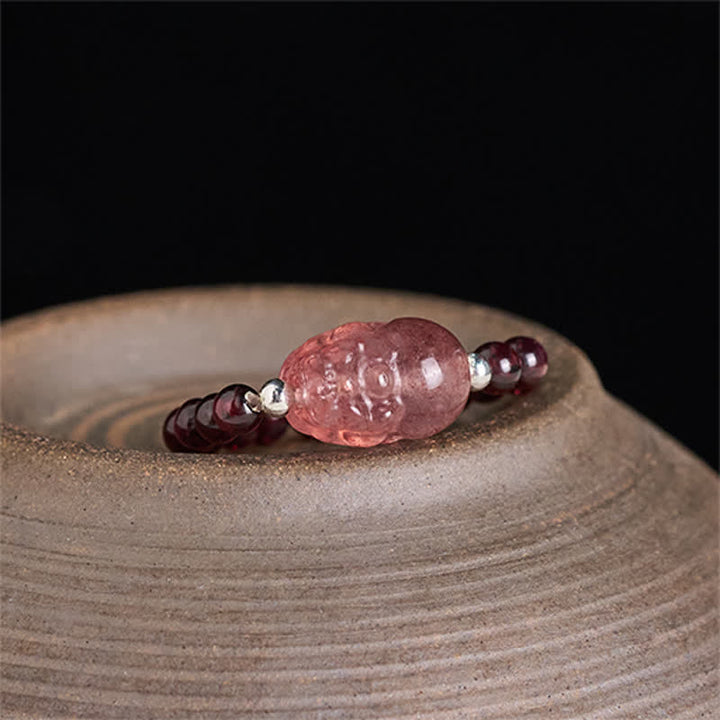 Buddha Stones 3 mm Mini koraliki z naturalnego kamienia księżycowego, turmalinu, granatu i perły, kwarcu truskawkowego, elastyczny pierścień leczniczy PiXiu - image 2