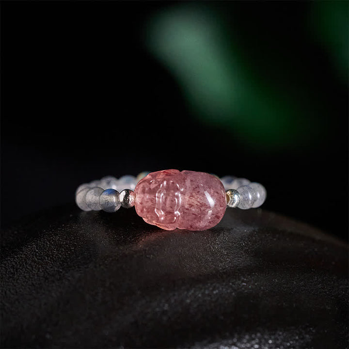 Buddha Stones 3 mm Mini koraliki z naturalnego kamienia księżycowego, turmalinu, granatu i perły, kwarcu truskawkowego, elastyczny pierścień leczniczy PiXiu - image 12