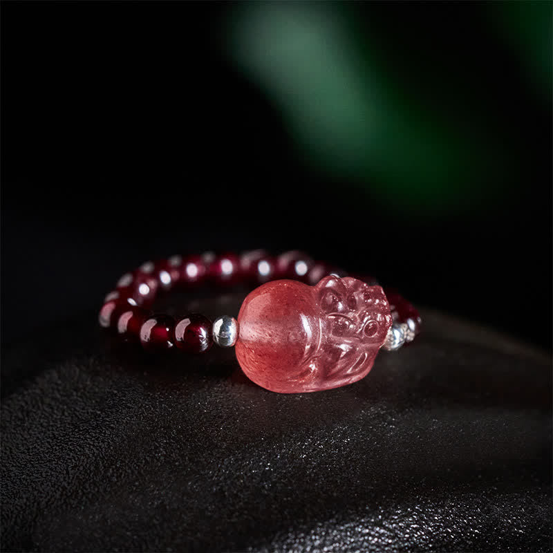 Buddha Stones 3 mm Mini koraliki z naturalnego kamienia księżycowego, turmalinu, granatu i perły, kwarcu truskawkowego, elastyczny pierścień leczniczy PiXiu - image 1